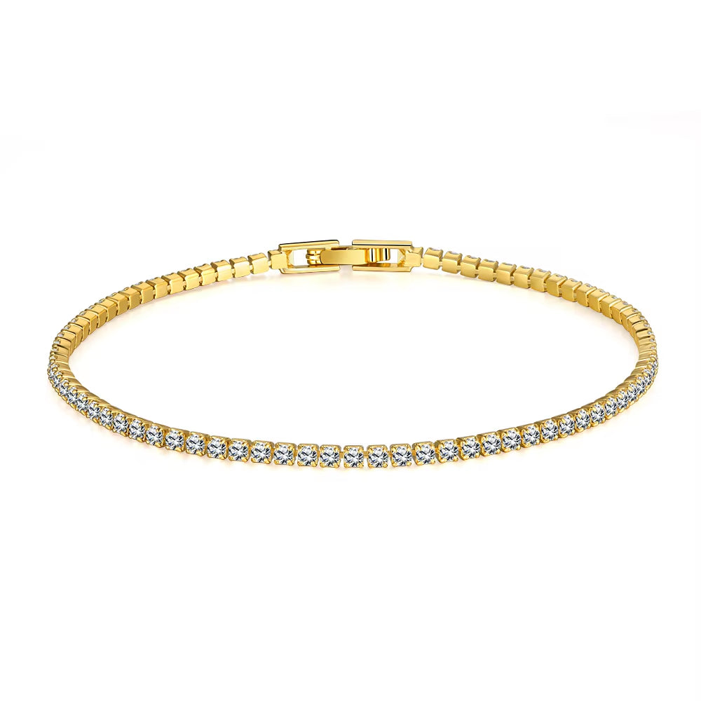 Pure Silver of 17.5-18CM Tennis Bracelet Jewelry 2-4Mm 5A CZ Eternal Gift for Wife Stunning Real 925 Jewellery