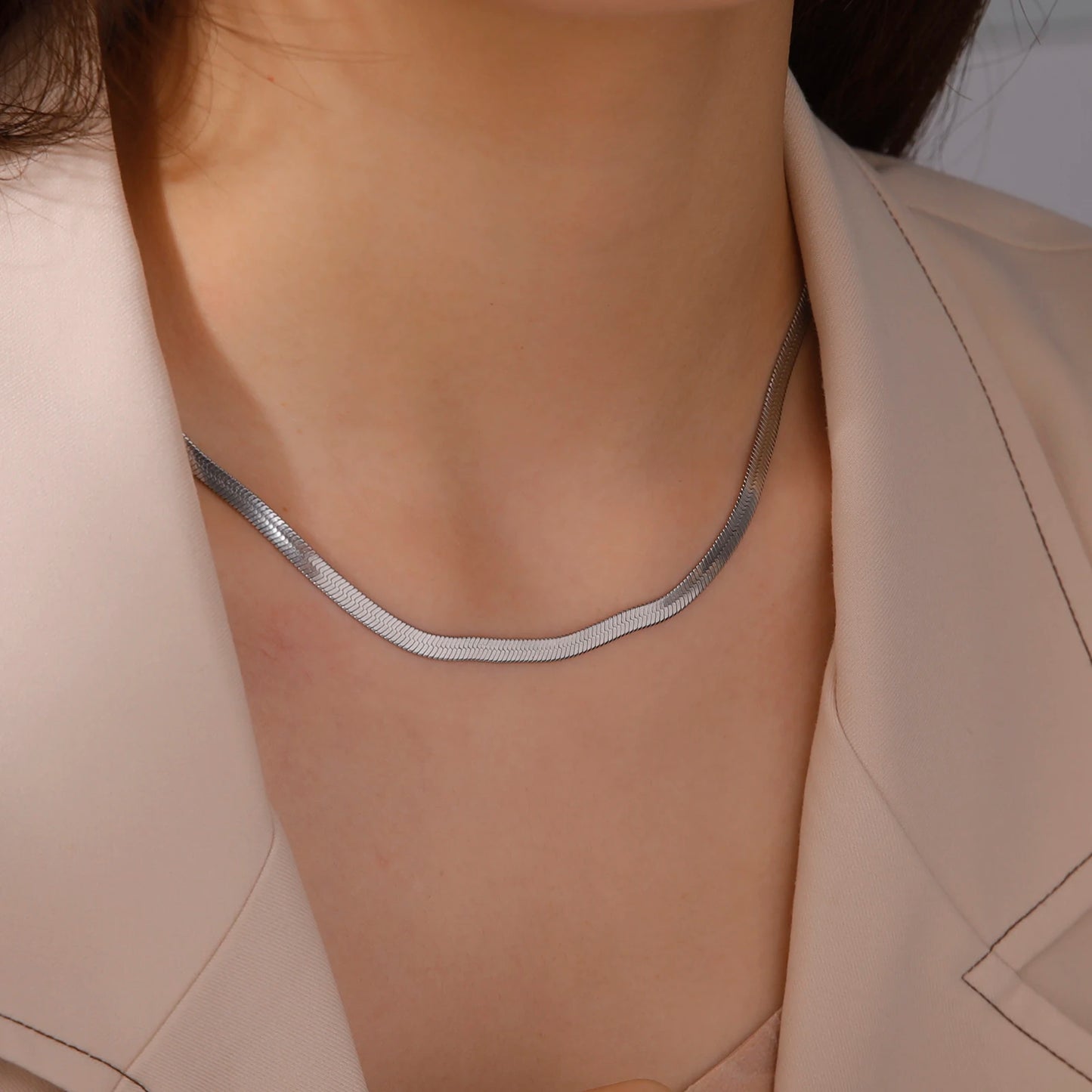 Stainless Steel Snake Chain Necklace for Women Men Gold Color Herringbone Choker Neck Chains 2025 Trend Jewelry Gift Hot