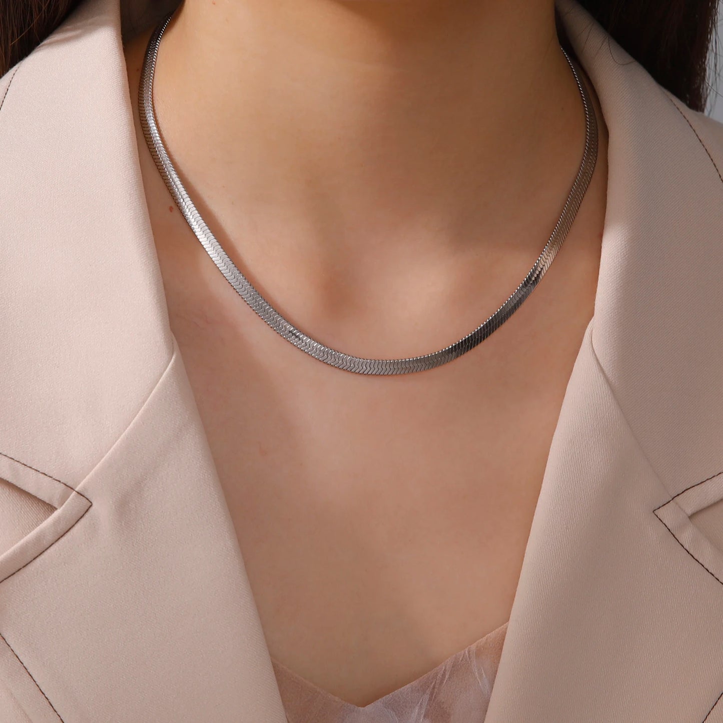 Stainless Steel Snake Chain Necklace for Women Men Gold Color Herringbone Choker Neck Chains 2025 Trend Jewelry Gift Hot
