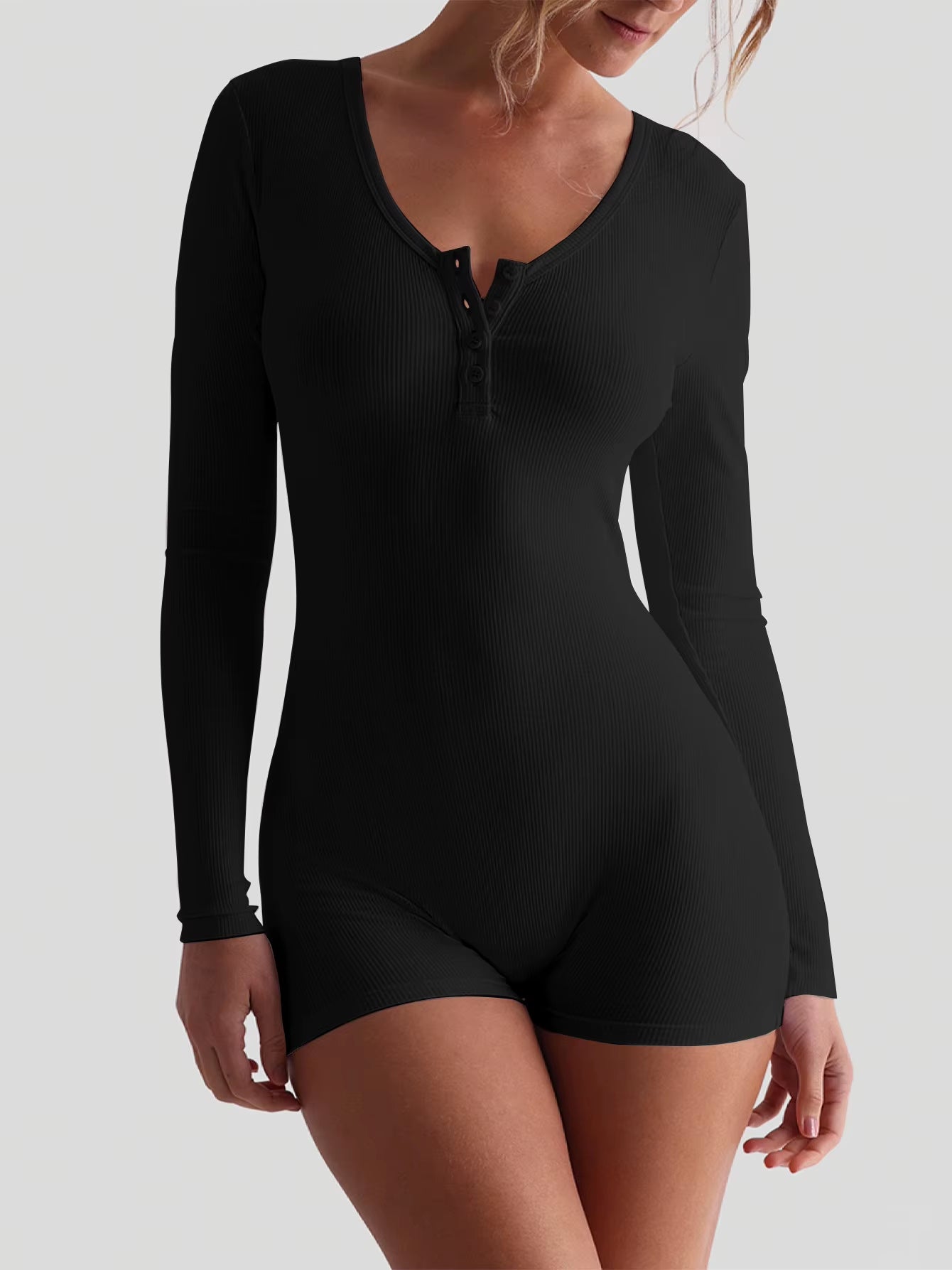 Skinny Long Sleeve Playsuits Solid Bodycon Jumpsuits Rompers Evening Party Club Holiday Workout Sport Women Clothes Y2K