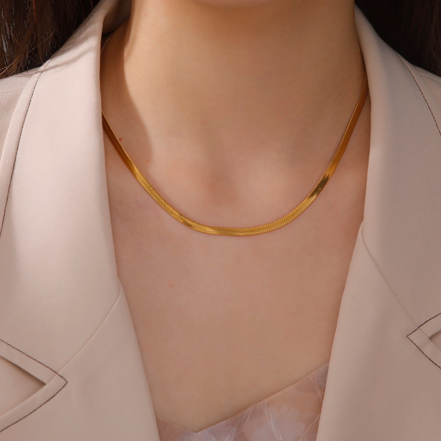 Stainless Steel Snake Chain Necklace for Women Men Gold Color Herringbone Choker Neck Chains 2025 Trend Jewelry Gift Hot
