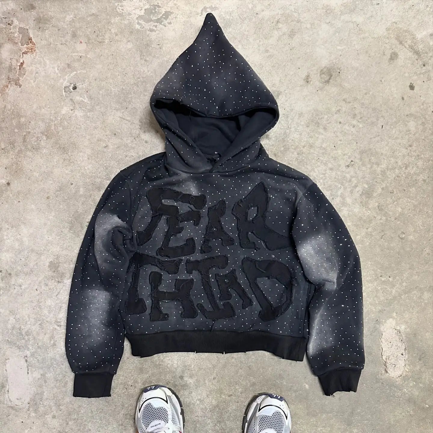 American Fashion Embroidery Personality Flash Diamond Oversize Zipper Hoodie Men Y2K New Harajuku Gothic Casual Joker Sweatshirt