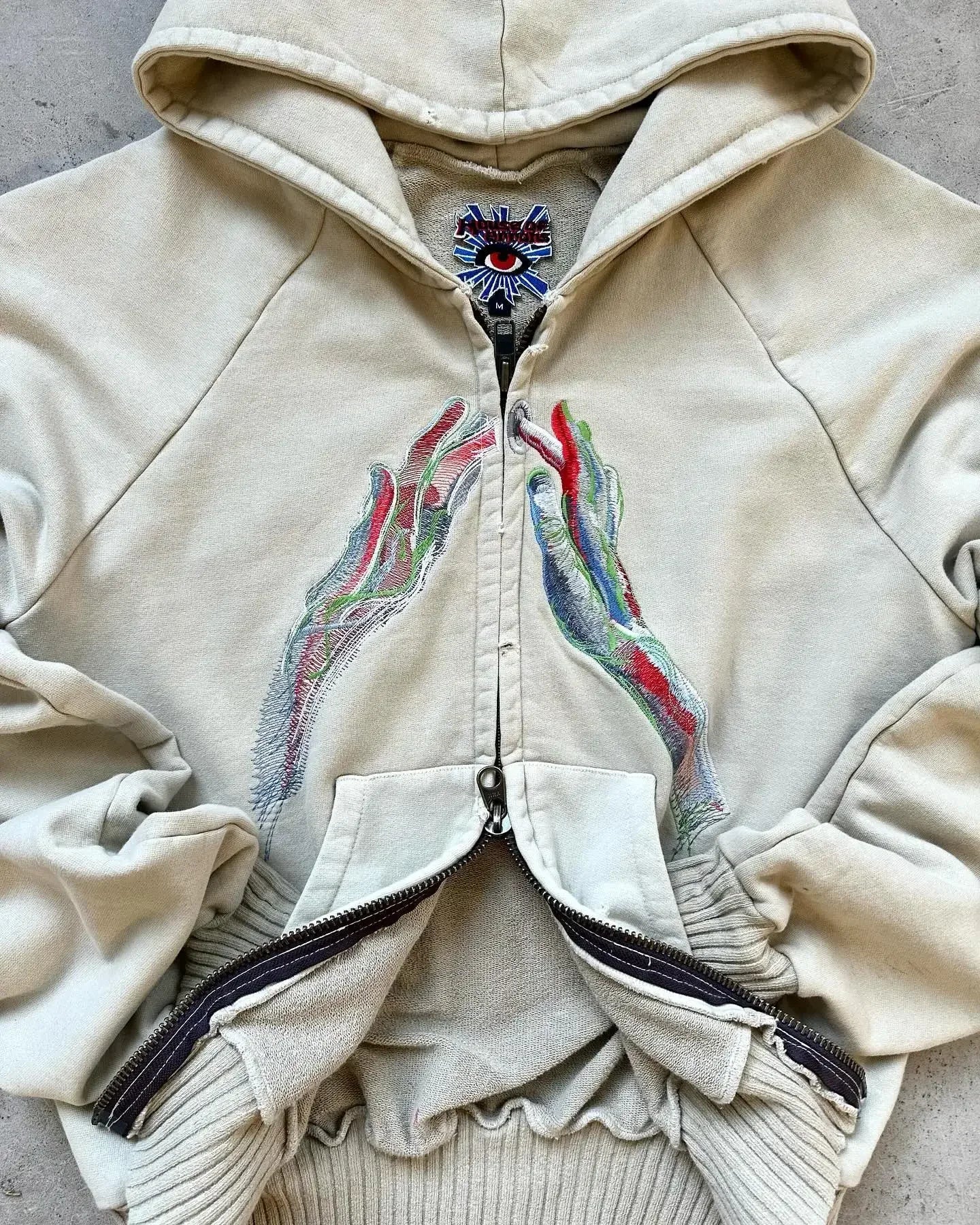 American Fashion Embroidery Personality Flash Diamond Oversize Zipper Hoodie Men Y2K New Harajuku Gothic Casual Joker Sweatshirt