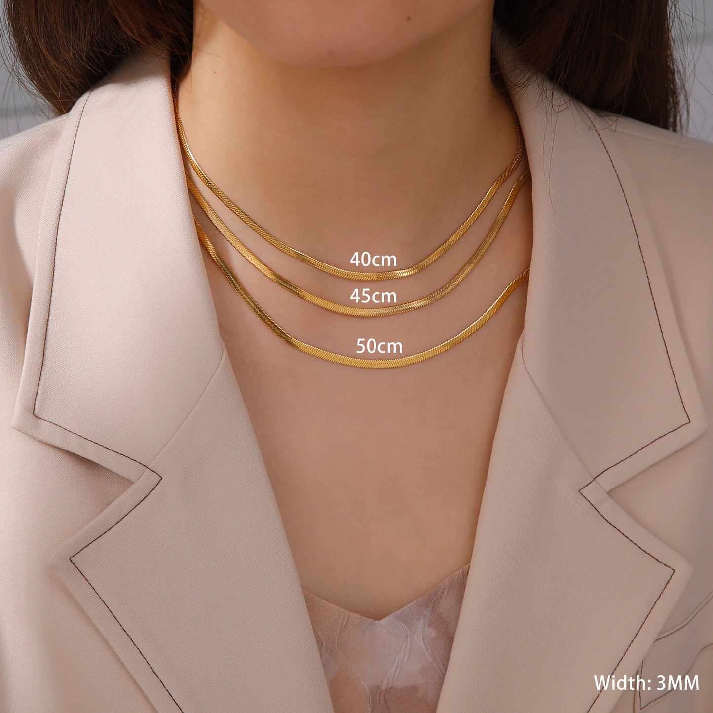 Stainless Steel Snake Chain Necklace for Women Men Gold Color Herringbone Choker Neck Chains 2025 Trend Jewelry Gift Hot