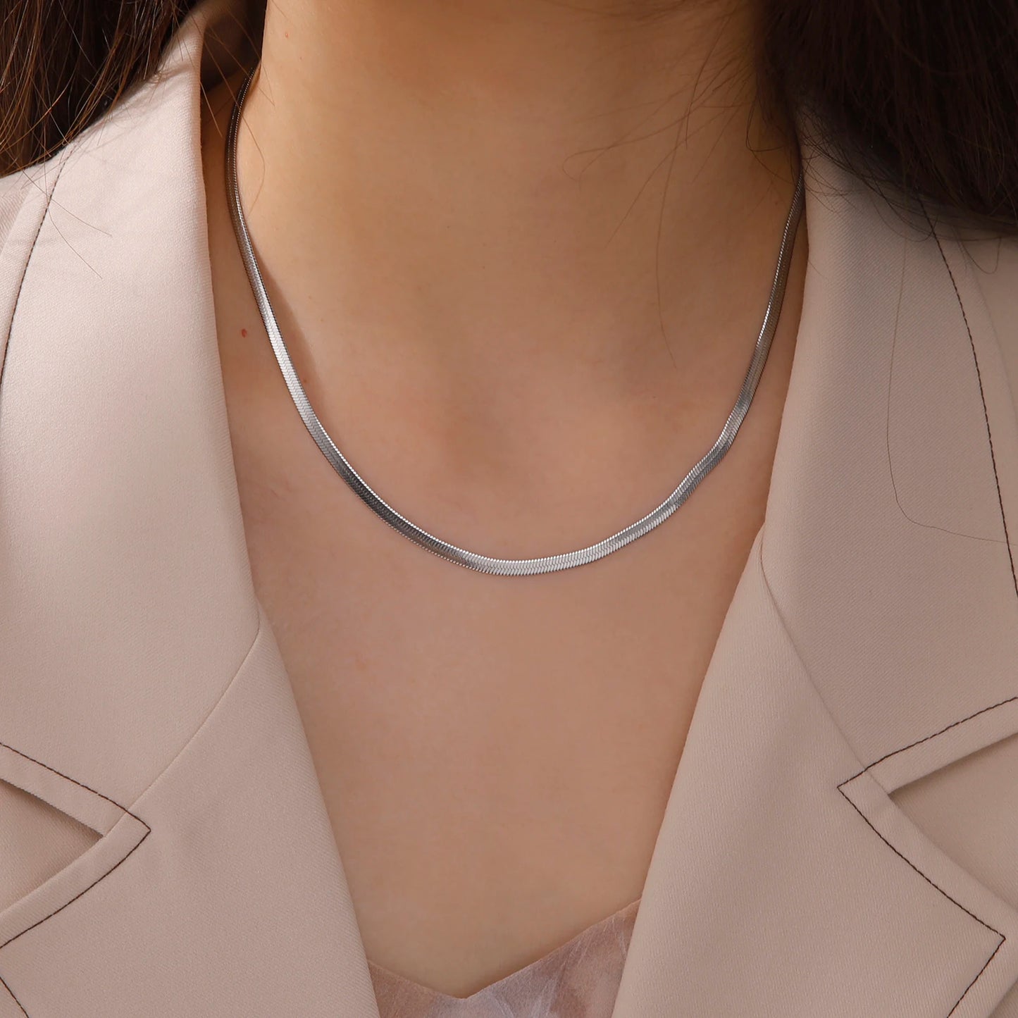 Stainless Steel Snake Chain Necklace for Women Men Gold Color Herringbone Choker Neck Chains 2025 Trend Jewelry Gift Hot