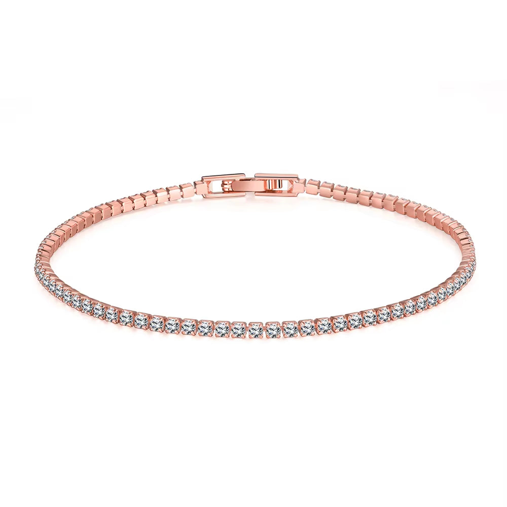 Pure Silver of 17.5-18CM Tennis Bracelet Jewelry 2-4Mm 5A CZ Eternal Gift for Wife Stunning Real 925 Jewellery
