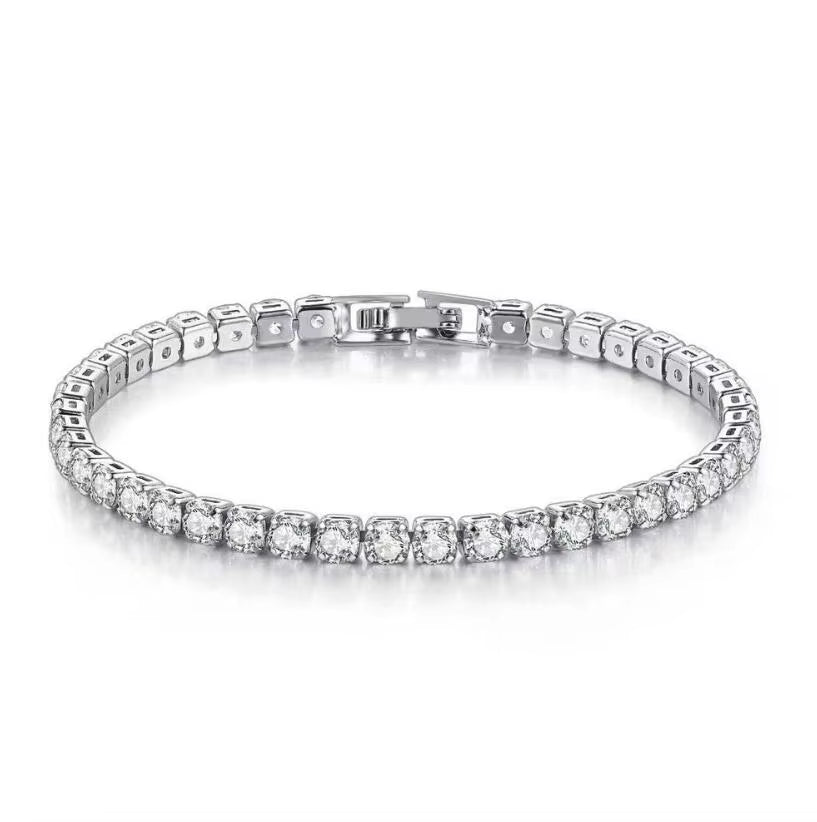 Pure Silver of 17.5-18CM Tennis Bracelet Jewelry 2-4Mm 5A CZ Eternal Gift for Wife Stunning Real 925 Jewellery