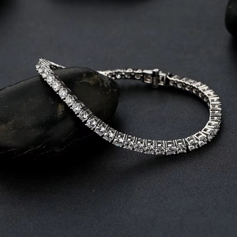 Pure Silver of 17.5-18CM Tennis Bracelet Jewelry 2-4Mm 5A CZ Eternal Gift for Wife Stunning Real 925 Jewellery