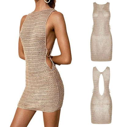 Women'S Solid Color Knit Beach Skirt Sexy Bikini Cover up for Sun Lightweight Summer Swimwear Bathing Suit Cover up Shorts Women