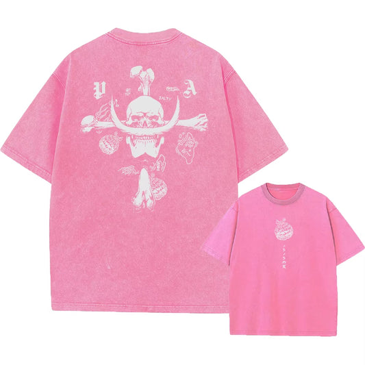 2025 Anime One Piece Luffy Washed T Shirt Men Printed Cotton T-Shirt Short Sleeve Tees Oversized Tops Fashion Streetwear Unisex