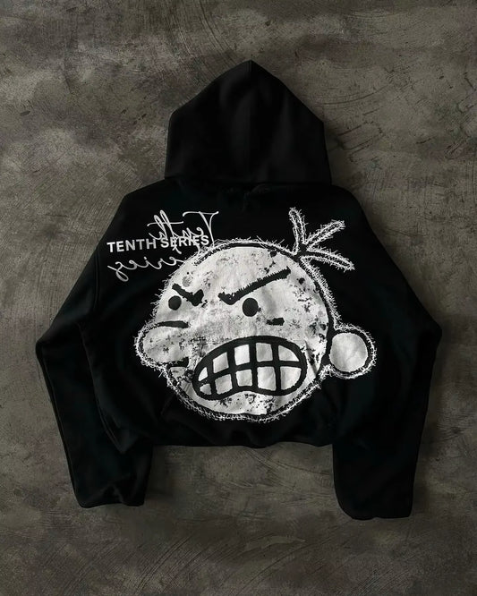 Y2K Men Women New Sweatshirt Cartoon Pattern Printing Oversized Hoodie Harajuku Hip Hop Gothic Black Pullover Hoodie Streetwear